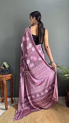 Rajwadi Silk Ready To Drape Saree-DeepMauve-Back Rajwadi Silk Ready To Drape Saree-DeepMauve-Back