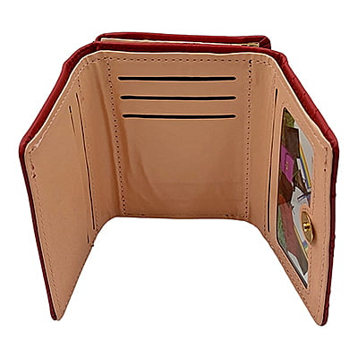 Red - Trifold Leather Wallet Women / Girls ~ Purse, Coin Holder, Card Slot Red - Trifold Leather Wallet Women / Girls ~ Purse, Coin Holder, Card Slot