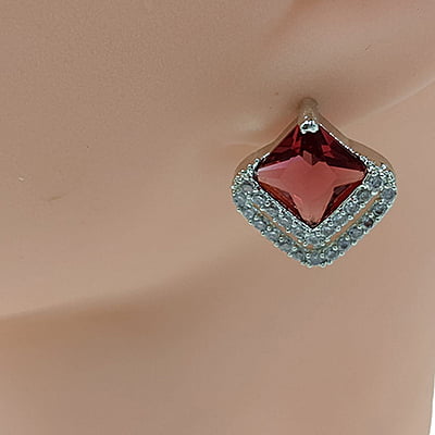 Red Stoned American Diamond Stud Earrings Red Stoned American Diamond Stud Earrings