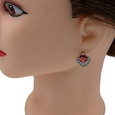 Red Stoned American Diamond Stud Earrings Red Stoned American Diamond Stud Earrings