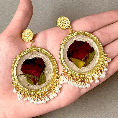Rose Jhumka Round Rose Jhumka Round