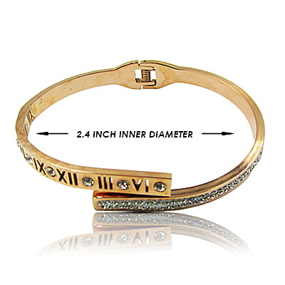 Stainless Steel Bracelet - Roman Letter Stone Embellished Stainless Steel Bracelet - Roman Letter Stone Embellished