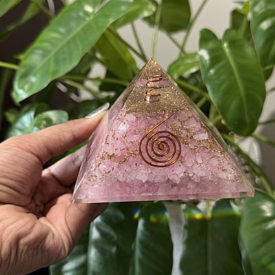 Rose Quartz Resin Pyramid
