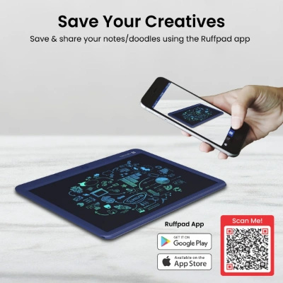 Portronics Ruffpad 15M 15Inch (38.1cm) Re-Writable Multicolor LCD Writing Pad with Smart Lock via Ruffpad app on your Smartphone (Blue) Portronics Ruffpad 15M 15Inch (38.1cm) Re-Writable Multicolor LCD Writing Pad with Smart Lock via Ruffpad app on your Smartphone (Blue)