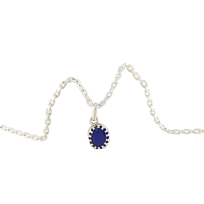 Sterling Silver Chain with Blue Stone Pendant