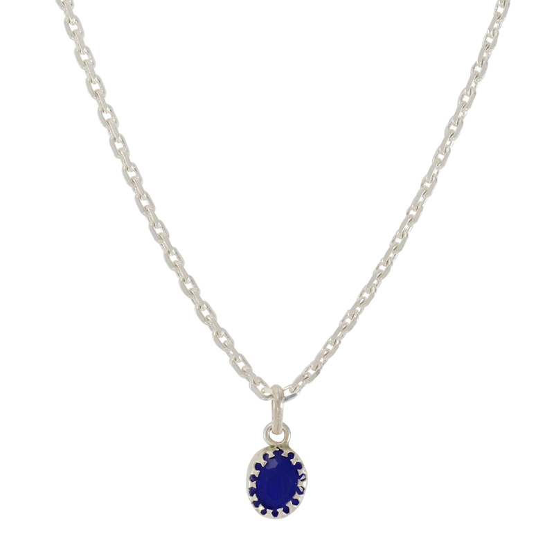 Sterling Silver Chain with Blue Stone Pendant