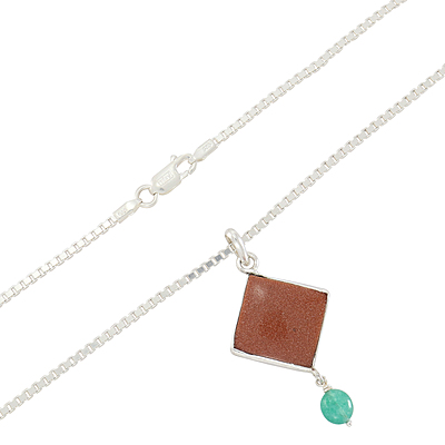 Sterling Silver Chain with Diamond Rajavarthi Pendant
