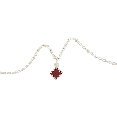 Sterling Silver Chain with Red Stone Pendant