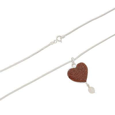 Sterling Silver Chain with Heart Rajavarthi Pendant ( White)