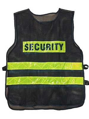 ISAFE Polyester Fabric Security Print Reflective Safety Jacket | Ideal For a Variety Of Purposes Such As Traffic Control, Sports, Construction Sites & Sea Patrolling | Black ISAFE Polyester Fabric Security Print Reflective Safety Jacket | Ideal For a Variety Of Purposes Such As Traffic Control, Sports, Construction Sites & Sea Patrolling | Black