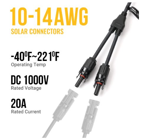1 Pairs Solar Connectors Y Branch Parallel Adapter Cable Wire Plug for Solar Panel 1 Pairs Solar Connectors Y Branch Parallel Adapter Cable Wire Plug for Solar Panel