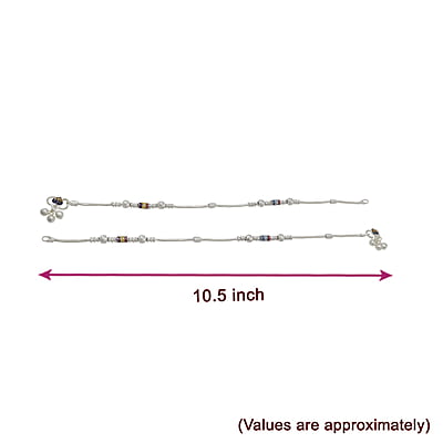 Silver Multicolour Fancy Women Anklet