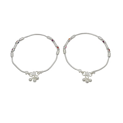 Silver Multi Color Box Balls Anklet Silver Multi Color Box Balls Anklet