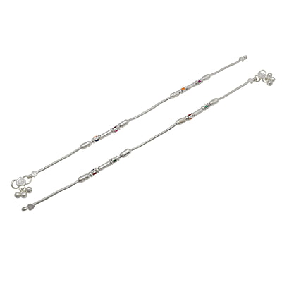 Silver Multi Color Box Balls Anklet Silver Multi Color Box Balls Anklet
