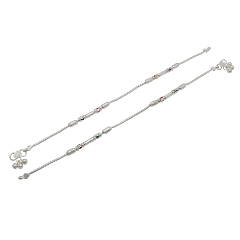 Silver Multi Color Box Balls Anklet Silver Multi Color Box Balls Anklet
