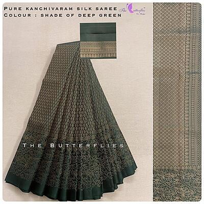 Pure Kanchivaram zari weaved silk saree  - green SHSSKAN20632