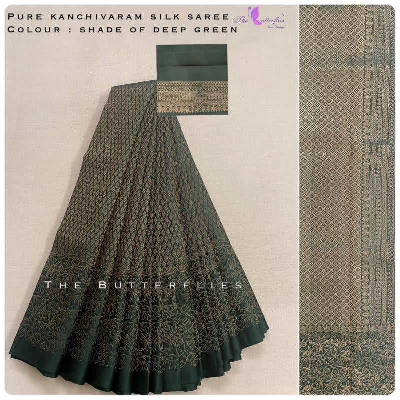 Pure Kanchivaram zari weaved silk saree  - green SHSSKAN20632