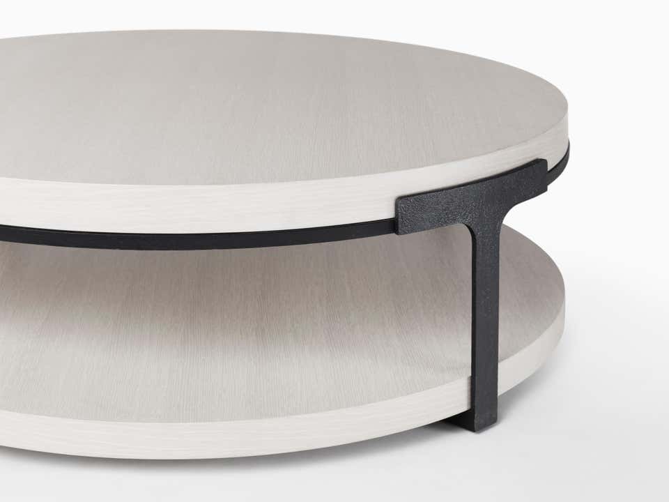 Vikinterio Dortu Round cocktail table with oak alpine top and metal base Vikinterio Dortu Round cocktail table with oak alpine top and metal base