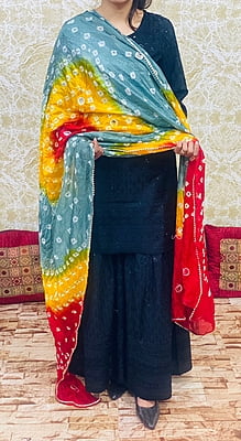 Chikankari Sharara Shaded Bandhani Dupatta Set-Black-1 Chikankari Sharara Shaded Bandhani Dupatta Set-Black-1