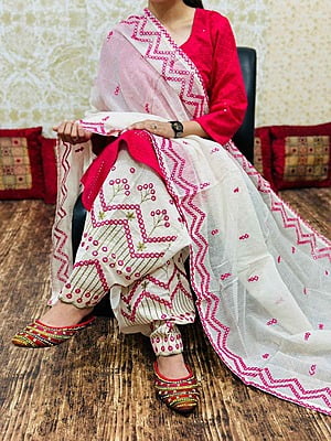 Mirror Salwar Dupatta Set-Magenta