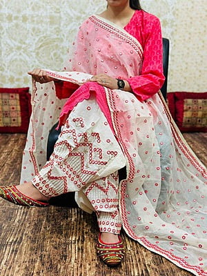 Mirror Salwar Dupatta Set-Peach