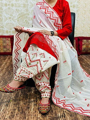 Mirror Salwar Dupatta Set-Red