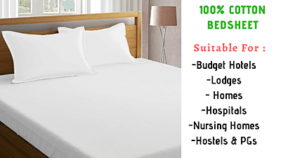 Bedsheet (Flat) 100% Cotton P20S - 120 TC - Plain - White Bedsheet (Flat) 100% Cotton P20S - 120 TC - Plain - White