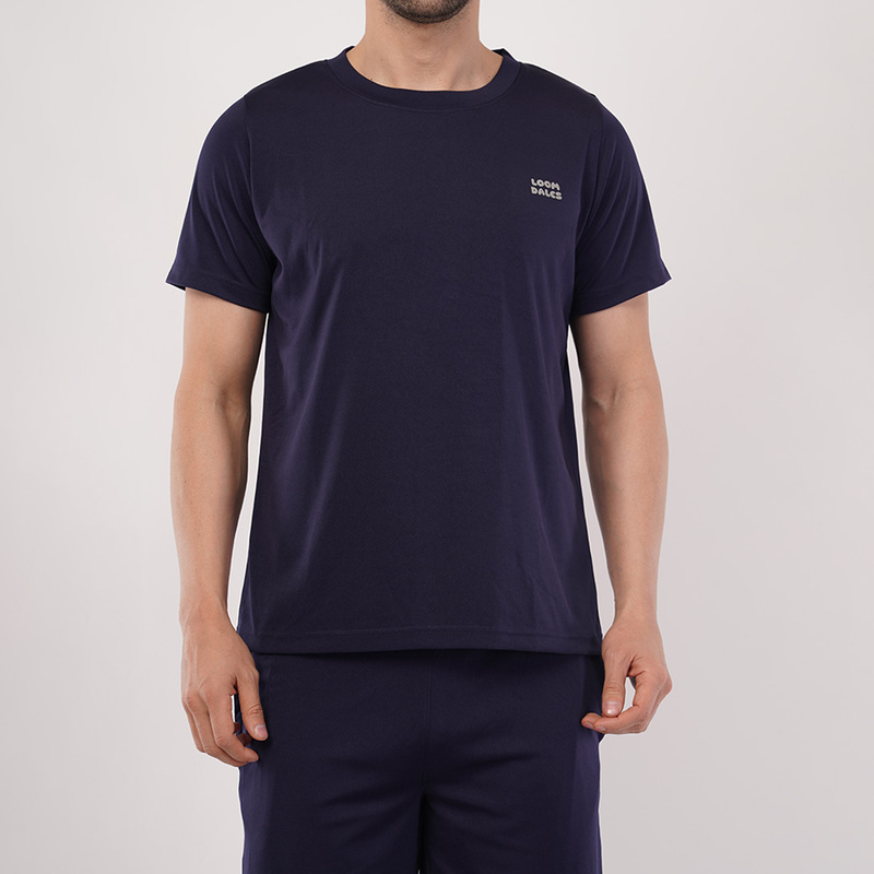 Men's Sports & T-Shirt Set - Zurich 4-Way Lycra, 240-250 GSM, Navy Blue (S, M, L) | Stretchable & Breathable Activewear