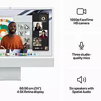 Apple iMac (Apple M3 Chip/ 8-core CPU/ 16GB RAM/ 512GB SSD/ 24-inch (60.96 cm) 4.5K Retina display / 10-core GPU/ macOS/ Silver) | MR7E3HN/A