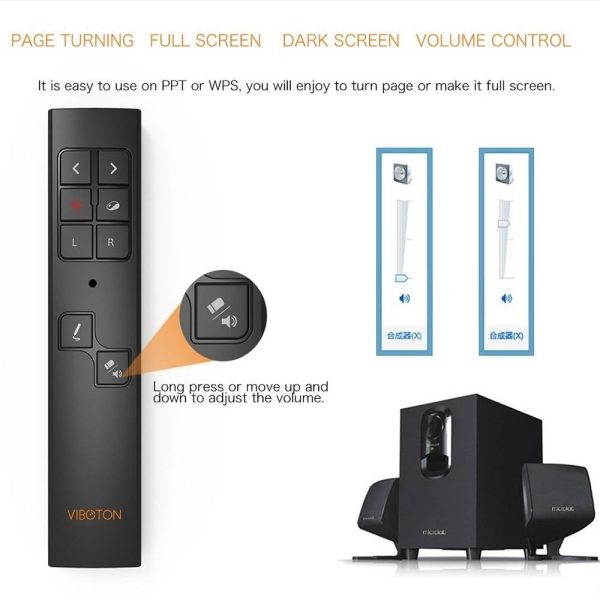 VIBOTON PP930 Air Mouse and Laser Pointer 2.4GHz Wireless Presenter VIBOTON PP930 Air Mouse and Laser Pointer 2.4GHz Wireless Presenter