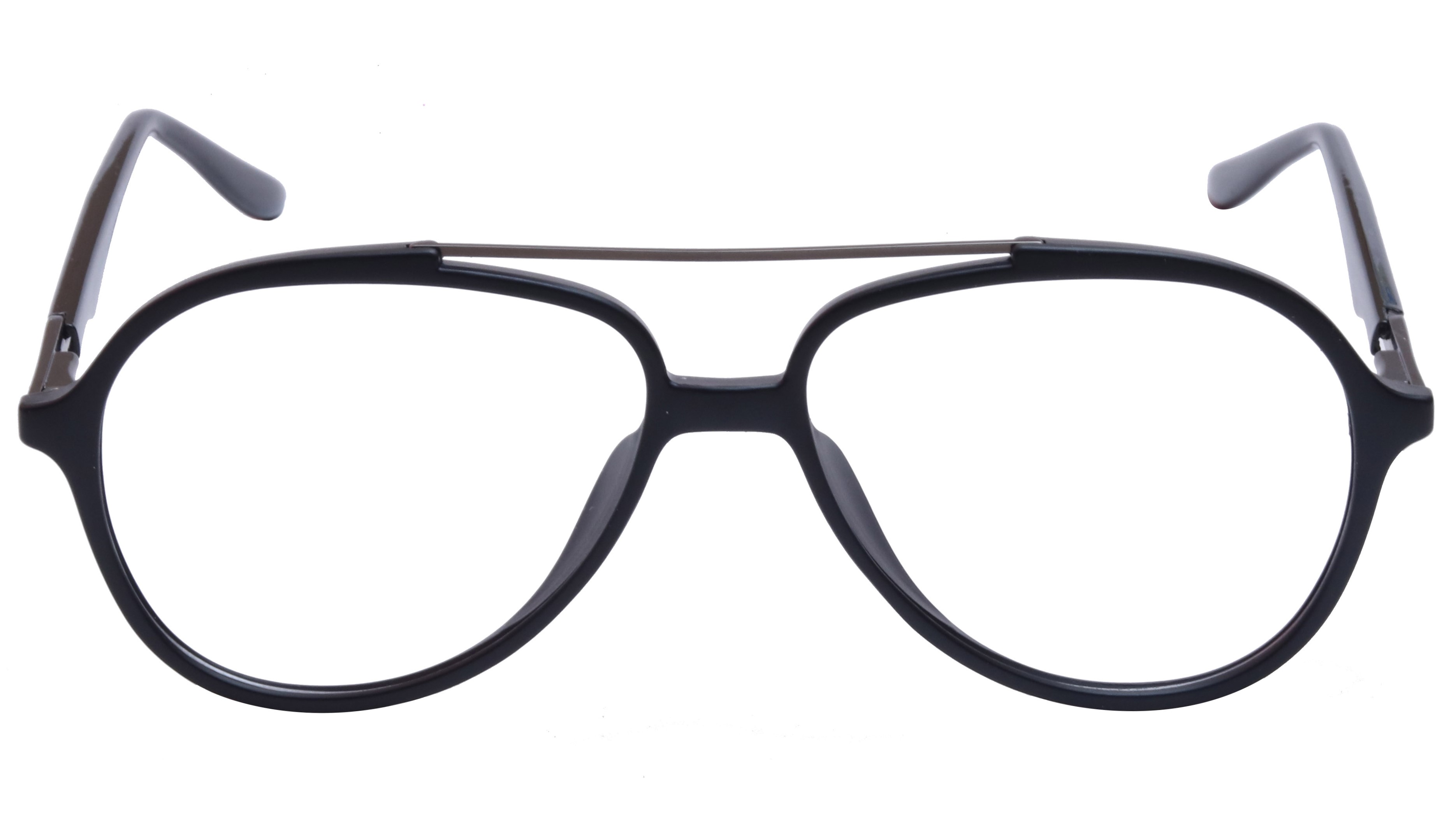 Unisex Large Aviator Spectacle Frame. Matte Black Composite Frame