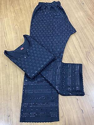 Single Tone Kurti Palazzo-Black