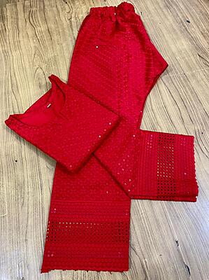 Single Tone Kurti Palazzo-Red