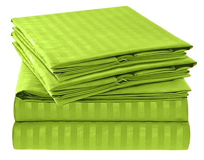Bedsheet Glace Cotton 300 TC - Striped - Parrot Green
