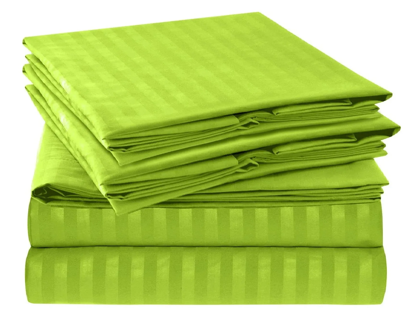 Sofrito Bedsheet Glace Cotton 300 TC - Striped - Parrot Green