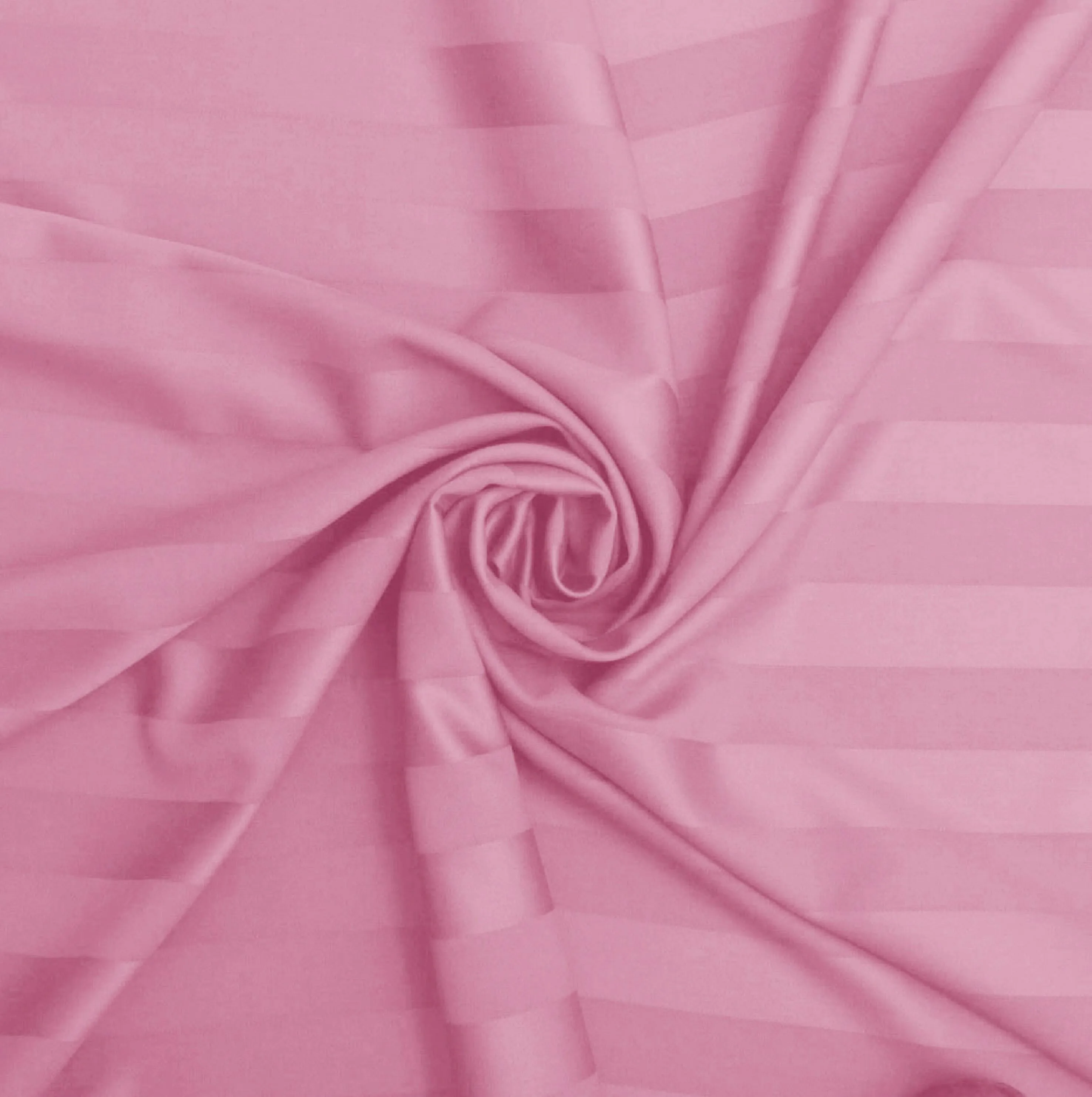 Bedsheet (Fitted) Glace Cotton 300 TC - Striped - Taffy Pink