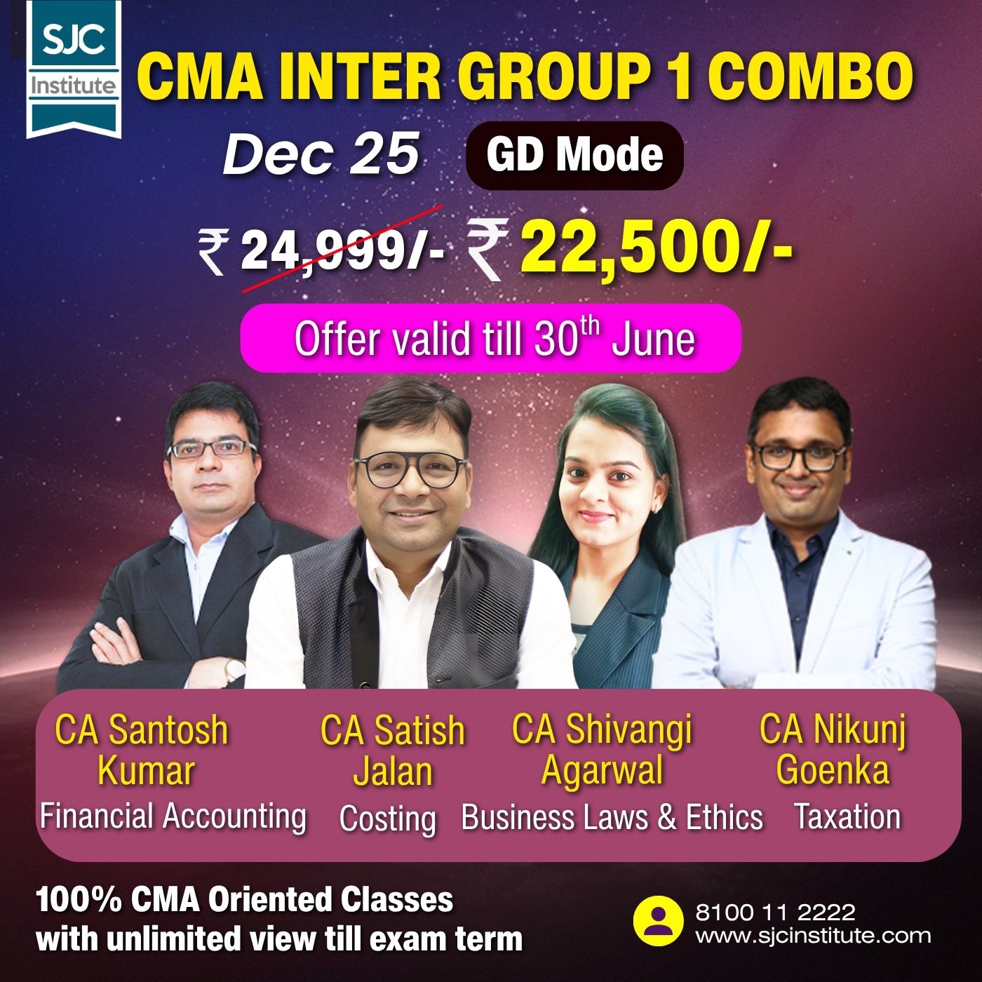 CMA Inter Group 1 All Combo (COST + BLE + TAX + FA) By CA Satish Jalan,CA Shivangi Agarwal,CA Nikunj Goenka, CA Santosh Kumar
