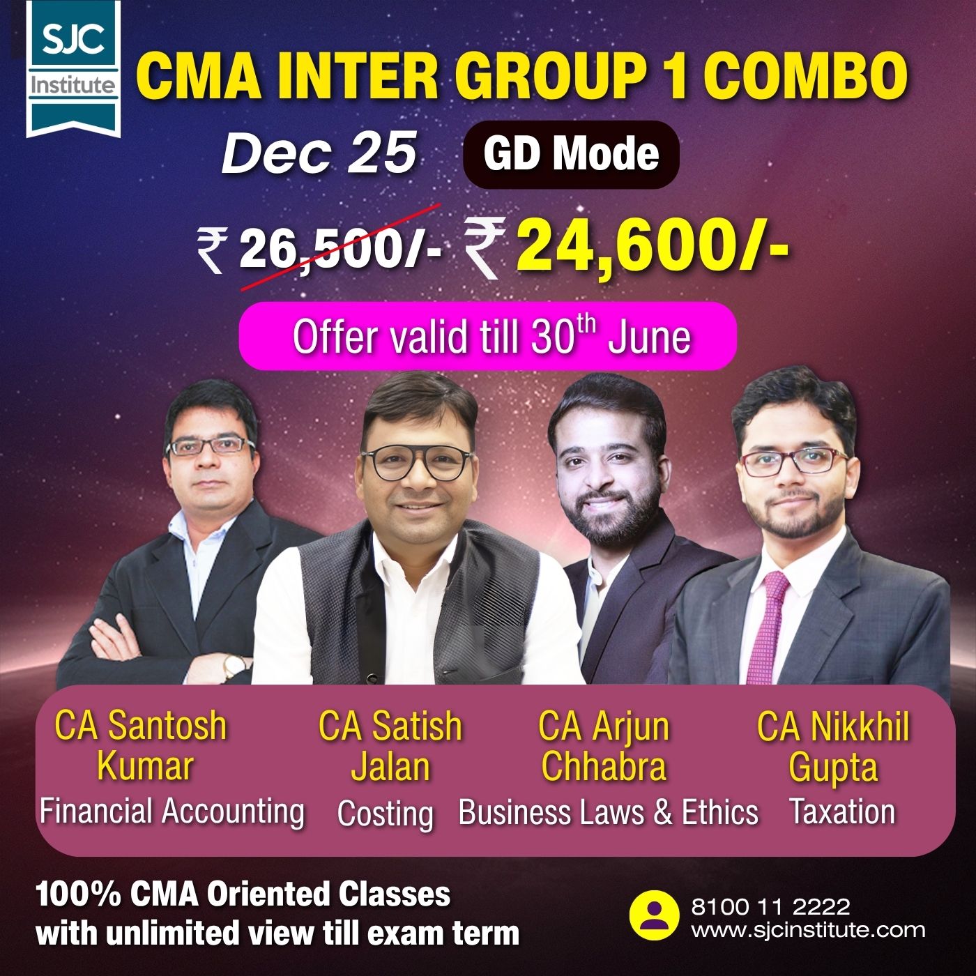 CMA Inter Group 1 All Combo (COST + BLE + TAX + FA) By CA Satish Jalan,CA Arjun Chhabra, CA Nikhil Gupta, CA Santosh Kumar