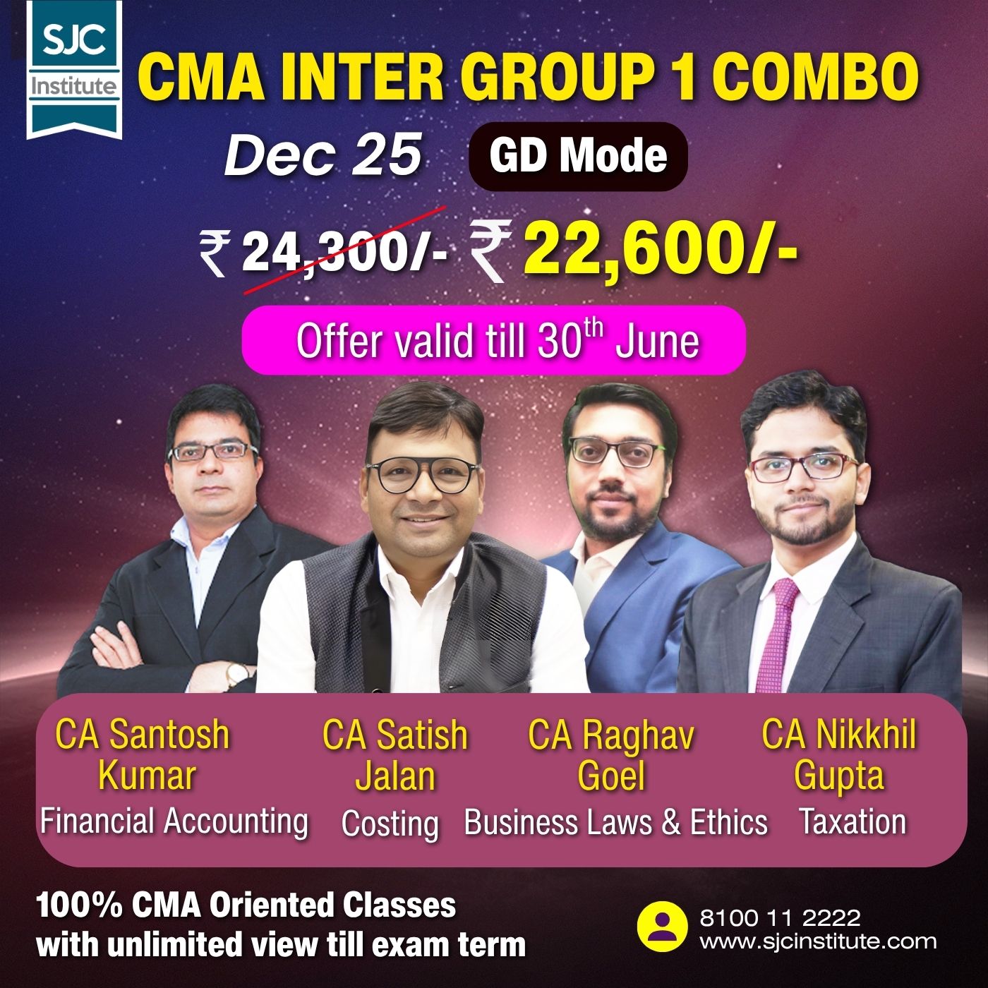 CMA Inter Group 1 All Combo (COST + BLE + TAX + FA) By CA Satish Jalan,CA Raghav Goel, CA Nikhil Gupta, CA Santosh Kumar