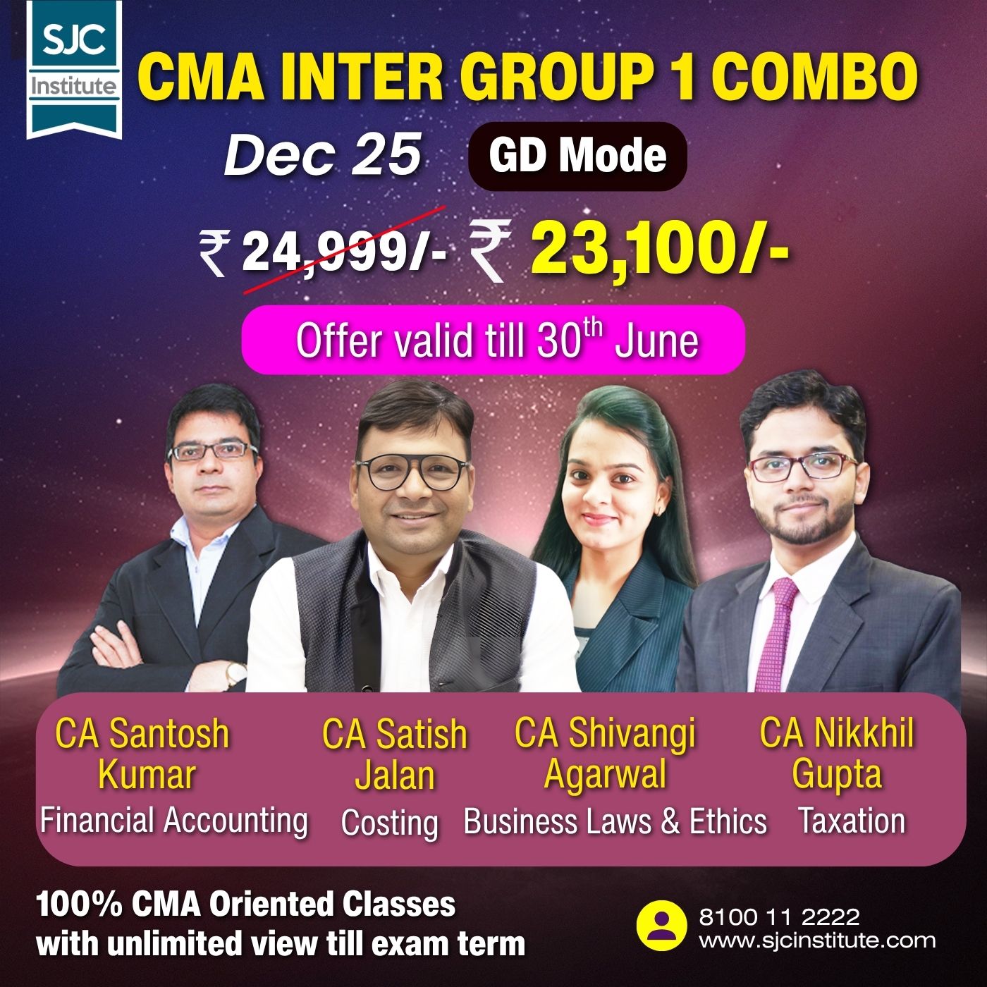 CMA Inter Group 1 All Combo (COST + BLE + TAX + FA) By CA Satish Jalan,CA Shivangi Agarwal, CA Nikhil Gupta, CA Santosh Kumar