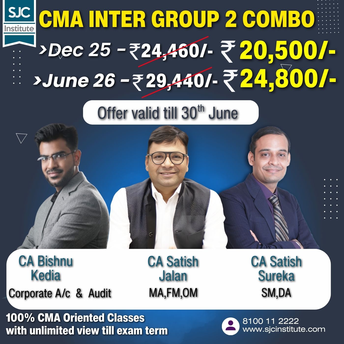 CMA Inter Group 2 All Combo (OMSM + Cor.A/c & Audit + FMDA + MA) By CA Satish Jalan, CA Satish Sureka, CA Santosh Kumar, CA Bishnu Kedia