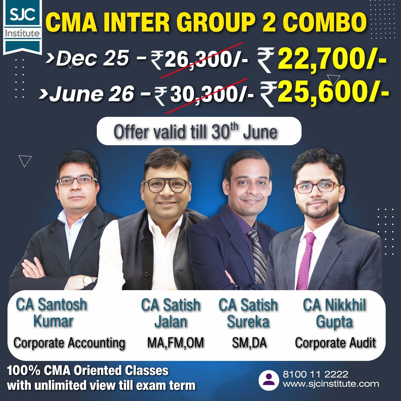 CMA Inter Group 2 All Combo (OMSM + Cor.A/c & Audit + FMDA + MA) By CA Satish Jalan, CA Satish Sureka, CA Santosh Kumar, CA Nikkhil Gupta