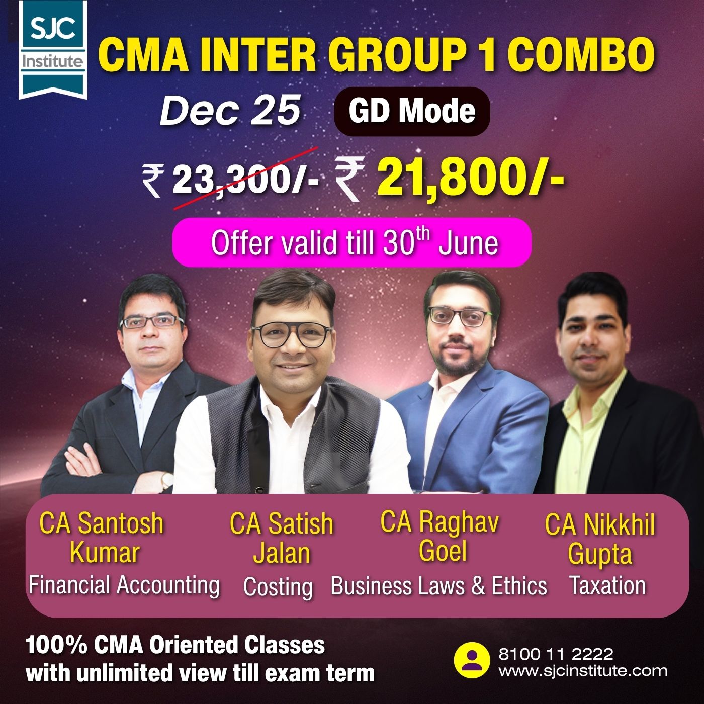 CMA Inter Group 1 All Combo (COST + BLE + TAX + FA) By CA Satish Jalan,CA Raghav Goel,Prof Vinit Kumar, CA Santosh Kumar