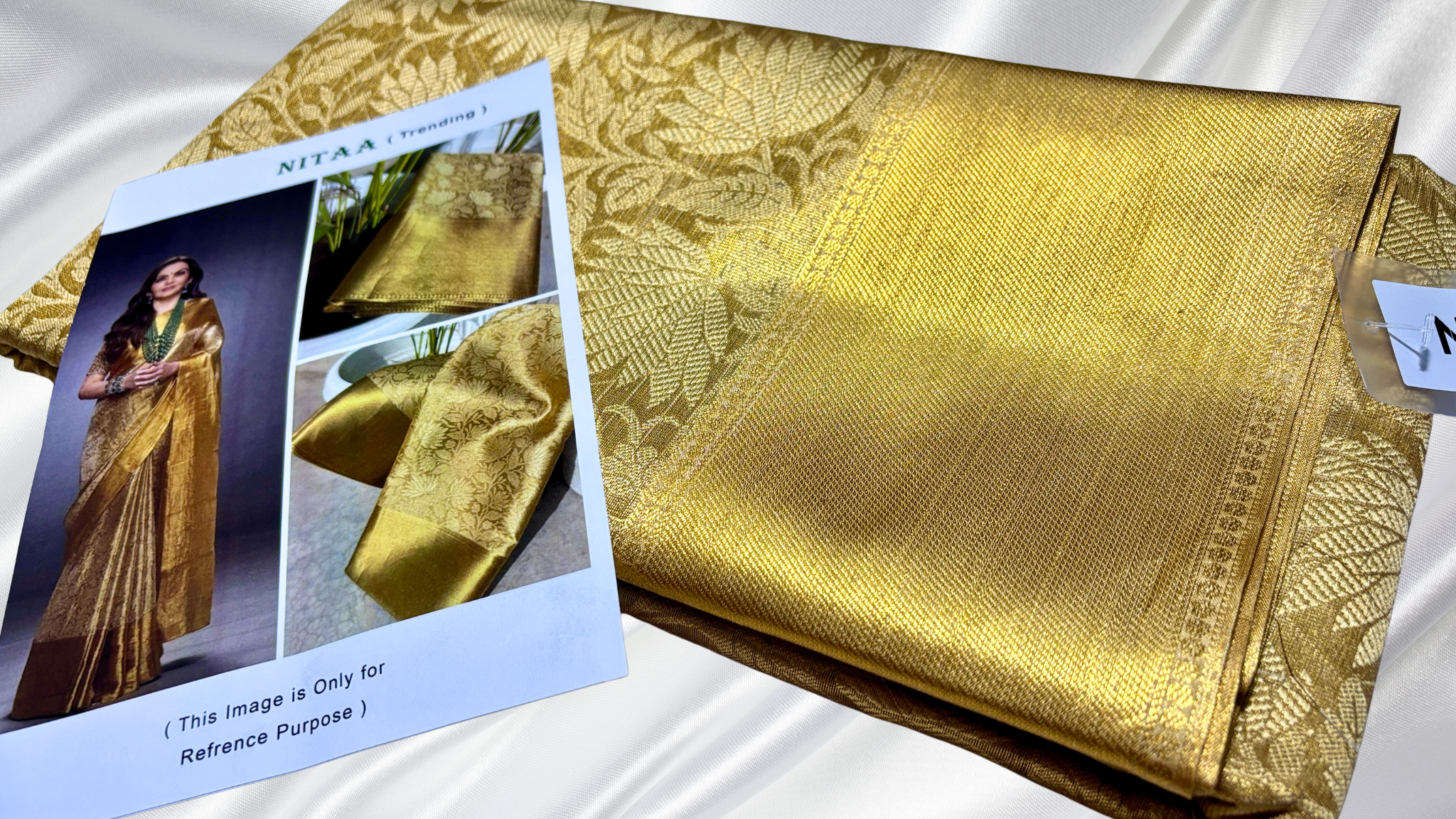 Nita Ambani Gold Silk Saree