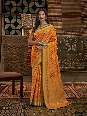 Patola Silk Saree-Mustard Patola Silk Saree-Mustard