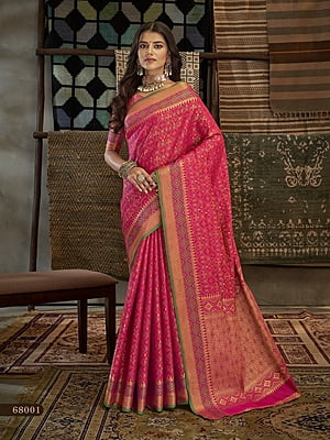 Patola Silk Saree-Pink Patola Silk Saree-Pink