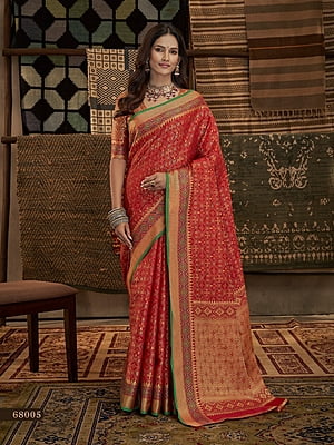Patola Silk Saree-Red Patola Silk Saree-Red