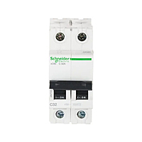Schneider Electric MCB 2P, 32 A, C curve, 6000 A 240V (Pack of 1) Schneider Electric MCB 2P, 32 A, C curve, 6000 A 240V (Pack of 1)