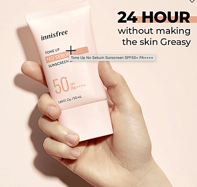 INNISFREE Tone Up No Sebum Sunscreen SPF50+ PA++++ - 50 ml