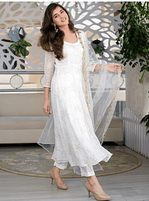 Ethnic motifs embroidered Straight shape Regular style Round neck, three-quarter regular sleeves Sequinned detail Calf length with straight hem Silk blend machine weave fabric Ethnic motifs embroidered Straight shape Regular style Round neck, three-quarter regular sleeves Sequinned detail Calf length with straight hem Silk blend machine weave fabric